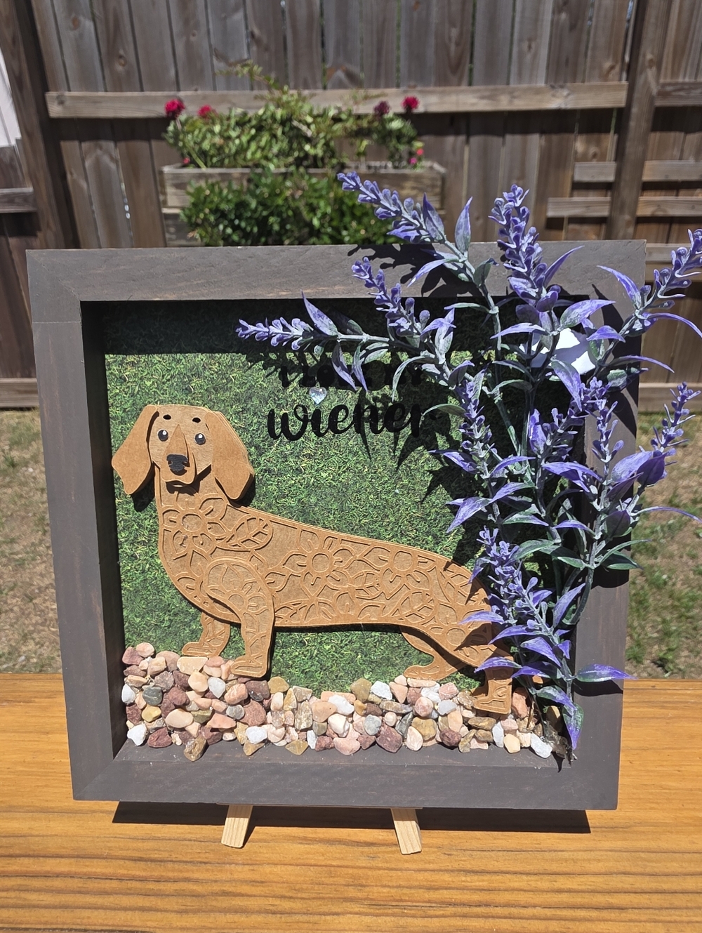 DACHSHUND Shadow Box Wall Art with Lavender Accents (Includes 50% Donation)